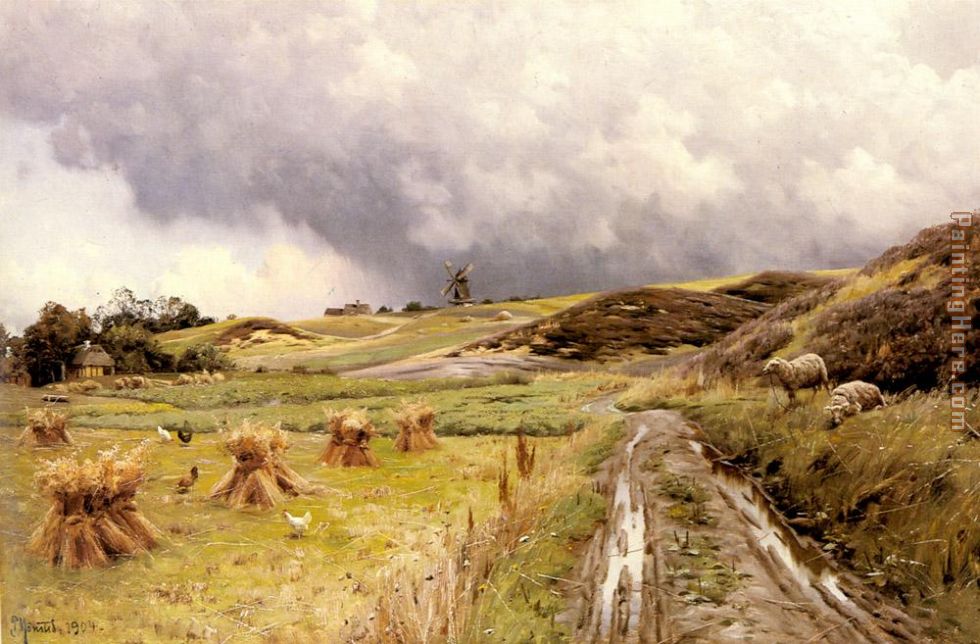 A Pastoral Landscape after a Storm painting - Peder Mork Monsted A Pastoral Landscape after a Storm art painting